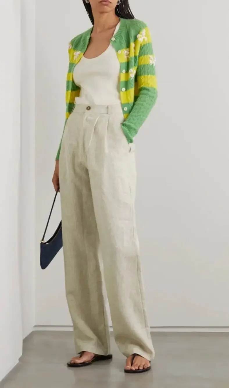 Reformation Pants 2 Mason Linen Pleated Wide Leg Beige Casual Summer Office Work